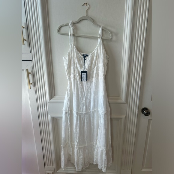 PAIGE Inesa Ruffle-Tiered Midi Dress – White, Size L NWT (Small Mark Flaw) - Picture 5 of 9